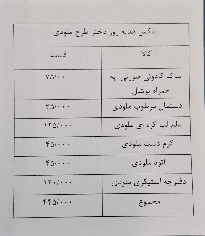 باکس روز دختر طرح ملودی
