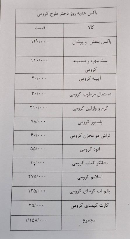 باکس روز دختر طرح کرومی