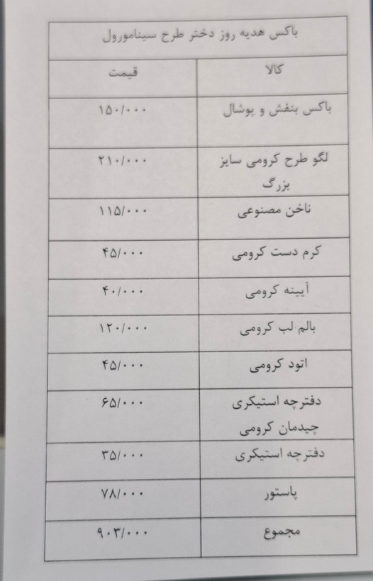 باکس روز دختر طرح کرومی ۳