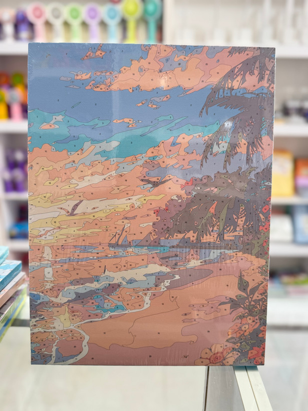 بوم آبرنگی بزرگسال سایز 30*40 همراه با قلم مو و گواش