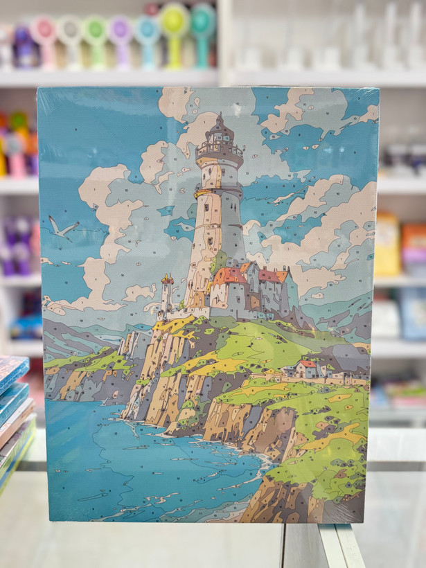 بوم آبرنگی بزرگسال سایز 30*40 همراه با قلم مو و گواش